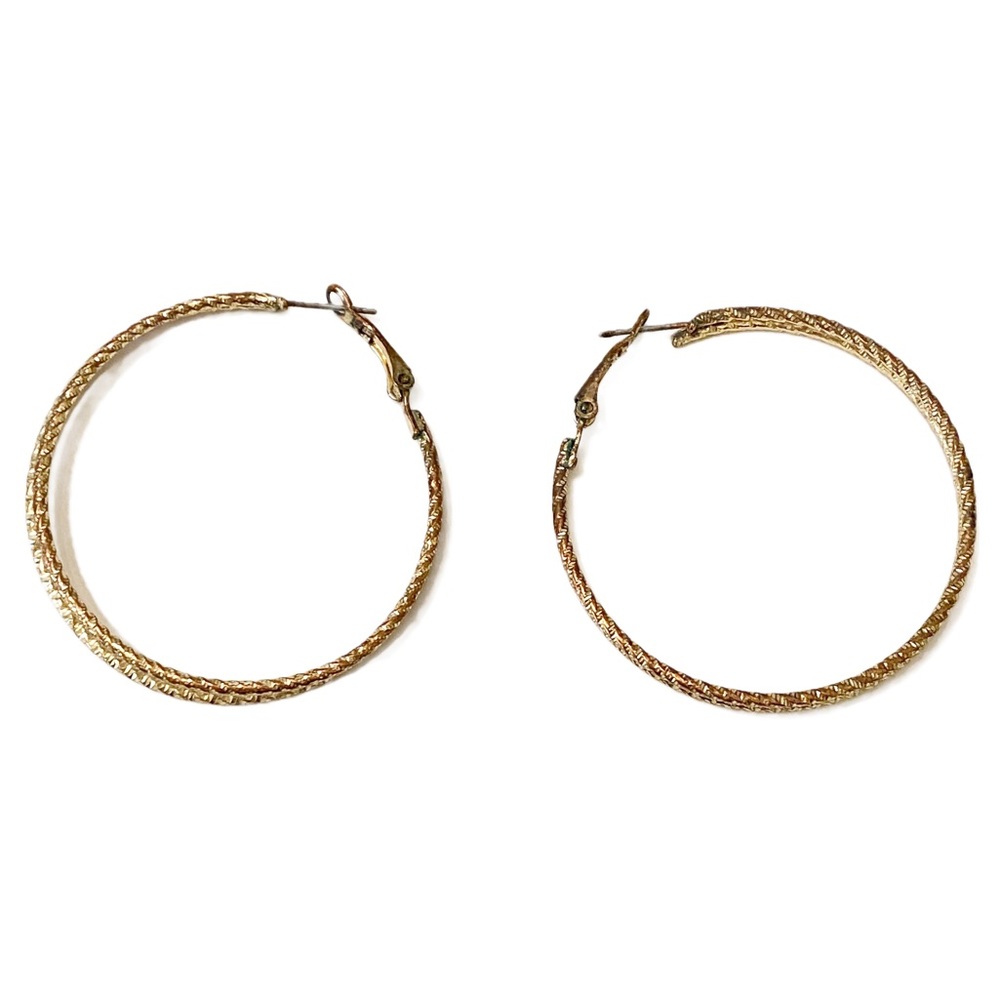 Vintage Earrings Loop Gold Tone Large with Clasp 5 CM
